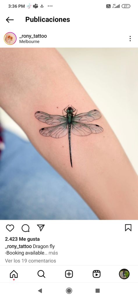 Dragonfly Color Tattoo, Detailed Dragonfly Tattoo, Dragonfly Tattoo Color, Dragonfly Tattoo Design, Tattoo Instagram, Red Tattoos, Dragonfly Tattoo, Color Tattoo, Body Art Tattoos