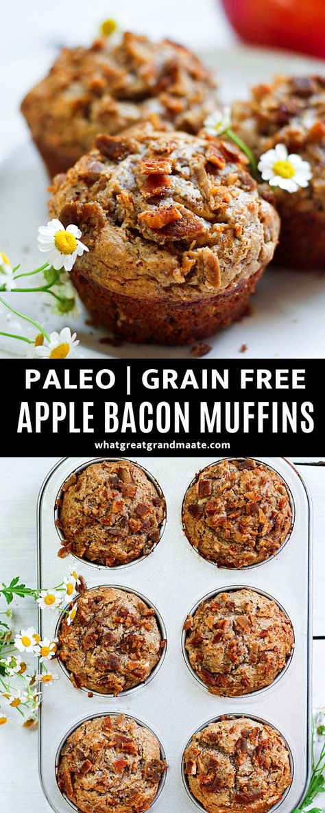 Paleo Apple Breakfast, Apple Bacon Muffins, Apple And Bacon Recipes, Savory Paleo Breakfast, Paleo Make Ahead Breakfast, Paleo Savory Snacks, Paleo Apple Muffins, Breakfast Crowd, Paleo Breakfast Muffins