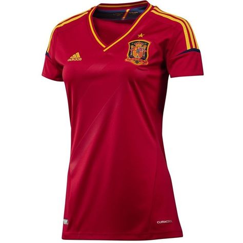 Spain Home Jersey ($38) ❤ liked on Polyvore featuring soccer, football and tops Jersey Outfit, Soccer Mom, Team Jersey, Womens Soccer, Adidas Sport, Sports Top, Active Wear Tops, Soccer Jersey, Spain