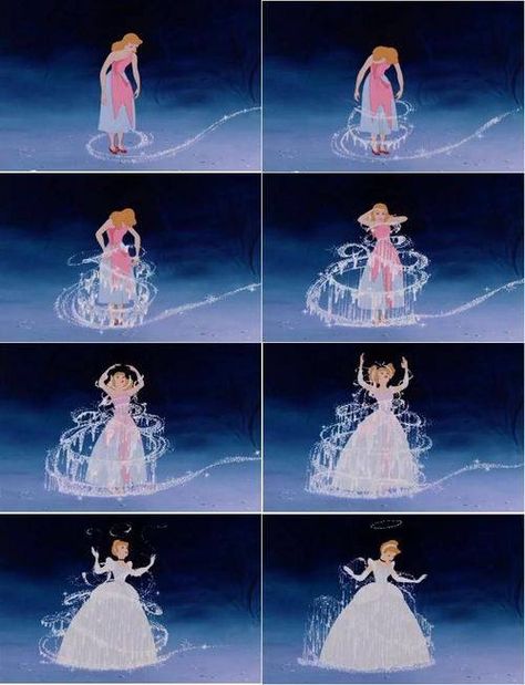 Cinderella's dress transformation was Walt Disney's favorite piece of animation. Cinderella Transformation, Dress Transformation, Cinderella Aesthetic, Flashback Friday, Cinderella Story, A Cinderella Story, Cinderella Disney, Princesa Disney, Cinderella Dresses