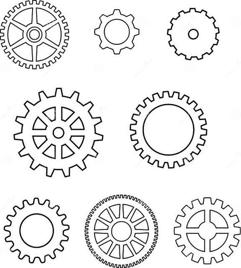 Gears in vector stock vector. Illustration of drawing - 11222174 Gears Painting, Cog Tattoo, Gear Illustration, Gear Template, Gear Drawing, Steampunk Drawing, Gears And Cogs, Foam Props, Gear Design