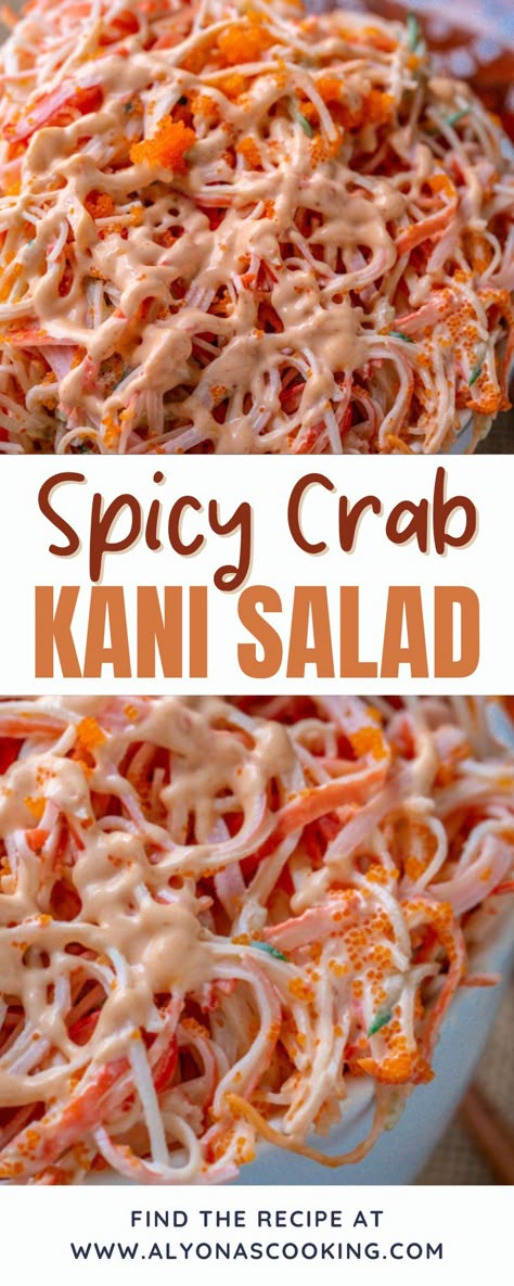 Crab Salad Recipe Sushi, Japanese Crab Salad, Kani Salad, Crab Sushi, Sushi Bowl Recipe, Crab Appetizer, Sushi Recipes Homemade, Crab Salad Recipe, Sushi Roll Recipes