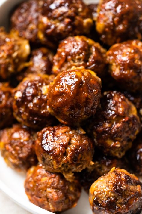 A plate of BBQ Cheddar meatballs. Cheddar Meatballs, Leftover Meatballs, Bbq Meatballs, How To Make Meatballs, Turkey Tacos, Bbq Sides, Side Dishes For Bbq, Hidden Veggies, Family Eating