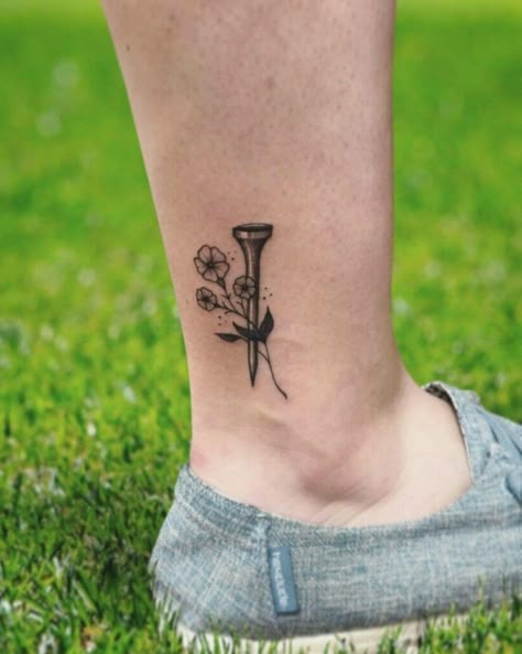 Golf Club Tattoo, Golf Tattoo Ideas, Netball Ball, Golf Tattoo, Tattoos For Dad Memorial, Memorial Tattoo Designs, Ball Tattoo, Club Tattoo, Simple Tattoos For Guys