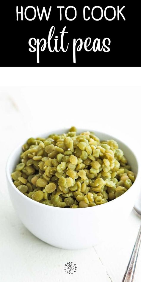 Learn how to cook split peas using these fool-proof procedures that can be used in any soup, salad, or side dish recipe. These peas are tasty, tender, and cooked to perfection. There are so many different delicious vegetables to cook within the legume family to include in your diet. My personal favorites are my Ultimate Chili Recipe or Green Beans Potato and Ham Stew. Green Split Peas Recipes Vegan, What To Do With Split Peas, Healthy Split Pea Recipes, Split Pea Side Dish, Green Split Peas Recipes Vegetarian, Dry Split Pea Recipes, Recipes For Split Peas, Split Green Peas Recipes, Dried Split Peas Recipes