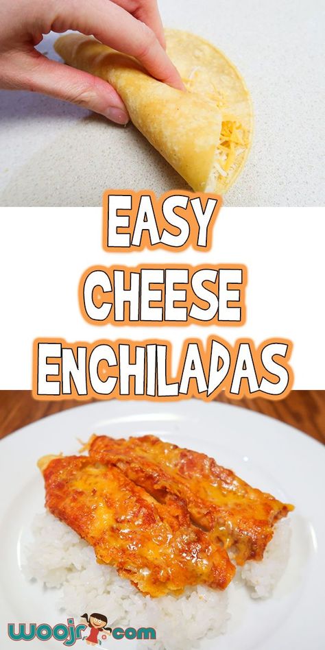 Easy Cheese Enchiladas | Weeknight Dinner | Woo! Jr. Kids Activities Enchiladas Cheese, Food Recipes Enchiladas, Cheese Enchiladas Recipe, Easy Cheese Enchiladas, Mexican Food Recipes Enchiladas, Recipes Enchiladas, Enchiladas Recipes, Easy Enchilada Recipe, Mexican Enchiladas