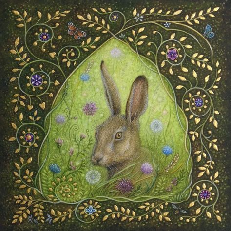 Meraylah Allwood (@meraylah) • Instagram photos and videos Kate Green, Rabbit Art, Bunny Art, Art Et Illustration, Art And Illustration, Annie Sloan, Mixed Media Painting, Miniature Painting, Whimsical Art