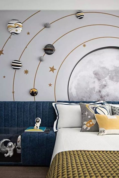 Space Themed Bedroom, Space Themed Room, Kids Room Interior Design, Kids Bedroom Inspiration, Toddler Boys Room, Kids Bedroom Designs, Kids Room Inspiration, Kids Interior Room, Kids Interior