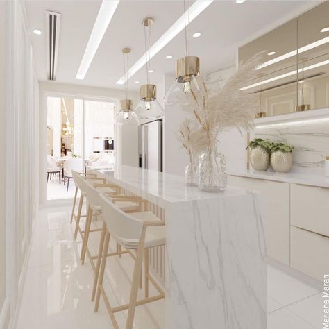 Cozy Glam Living Room, Beautiful Kitchen Designs, Dream Kitchens Design, Glam Living Room, Kitchen Design Modern White, 아파트 인테리어, Luxury Kitchen Design, Modern Kitchen Design Luxury, Kitchen Design Decor