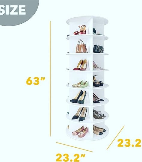 SpaceAid 7 Tier Rotating Shoe Rack Tower, Spinning Shoe Display Lazy Susan, Revolving 360 Shoe Rack Storage Round Carousel, Vertical Handbag Rotate Shoes Closet Organization (7-Tier White) https://amzn.to/3y8Si0G Spinning Shoe, Rotating Shoe Rack, Shoe Rack Storage, Shoes Closet, Spin Shoes, Rack Storage, Shoe Display, Diy Home Furniture, Lazy Susan