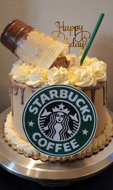 Starbucks Themed Birthday Cake, Starbucks Cakes Birthday Ideas, Starbucks Birthday Cake, Starbucks Theme, Starbucks Birthday Party, Latte Cake, Starbucks Party, Ice Latte, Starbucks Cake