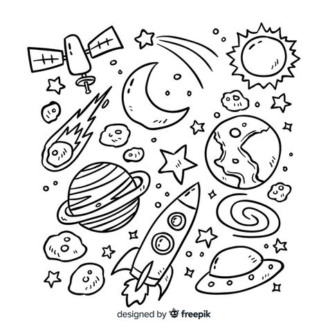 Planet collection in doodle style design Free Vector | Free Vector #Freepik #vector #freedesign #freehand #freecartoon #freecomic Ide Scrapbook, Hand Cartoon, Space Doodles, Planet Drawing, Space Drawings, Easy Doodles, Doodle Art Journals, Doodle Art Drawing, Doodle Style