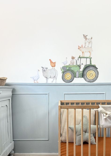 Nursery Ideas Farm Animals, Farm Boy Room, Farm Animals Nursery Theme, Tractor Room, Tractor Nursery, Farm Nursery Theme, Farm Room, Farm Bedroom, Farm Nursery Decor