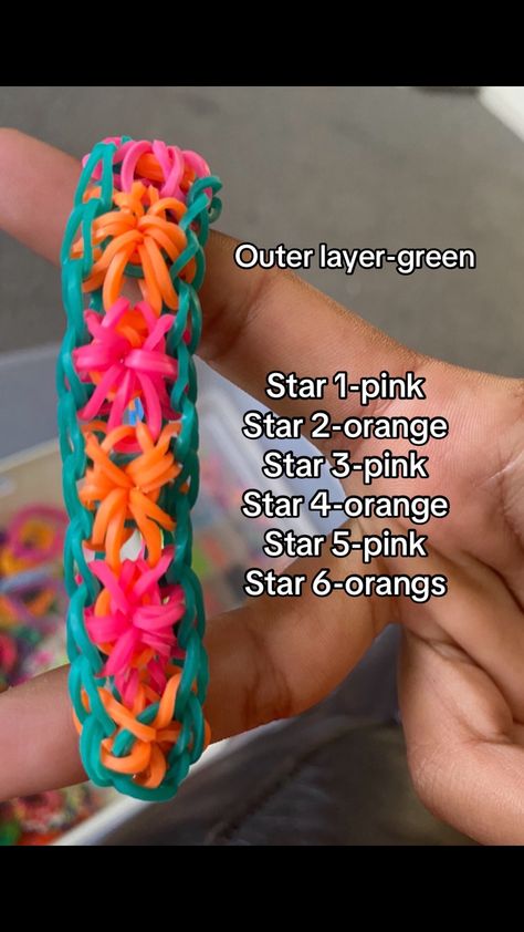 Rainbow loom friendship bracelets Friendship Bracelets Rainbow Loom, Friendship Bracelets Loom Bands, Starburst Bracelet, Rainbow Loom Bracelets Easy, Rainbow Loom Designs, Loom Bracelet Patterns, Rainbow Loom Bracelets, Loom Bands, Loom Bracelets