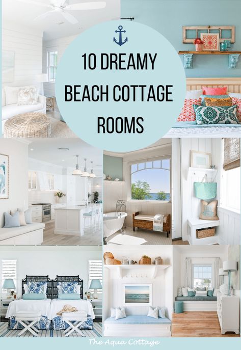 Beach Cottage Style Bedroom, Seaside Cottage Interior, Beach Cottage Kitchens, Cottage Rooms, Coastal Cottage Living Room, Beach Cottage Design, Coastal Cottage Style, Dreamy Beach, Cottage Room