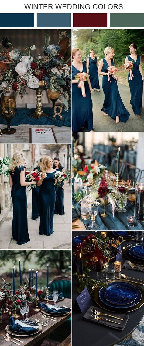 navy blue and burgundy winter wedding color ideas Wine Colored Wedding, Wedding Color Palette Ideas, Classic Blue Wedding, Wine Red Wedding, Winter Wedding Color Palette, Burgundy Wedding Colors, Wedding Color Palettes, Fall Wedding Color Palette, Wedding Color Ideas