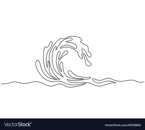 Water Line Drawing, Water Line Art, Wave Line Drawing, Line Art Beach, Waves Line Art, Ocean Wave Drawing, Adventure Drawing, Wave Line Art, Burnt Hats