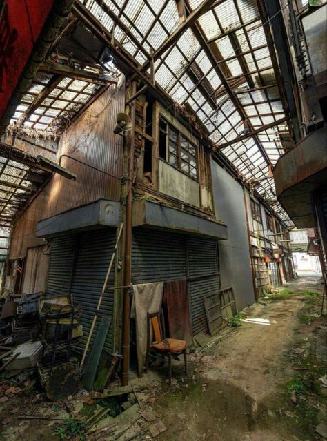 Abandoned Urban Places, Grunge Building, Abandoned City Aesthetic, Dystopian Buildings, Apocalypse Reference, Run Down Buildings, Urban Apocalypse, Urban Dystopia, Travel Girl Aesthetic