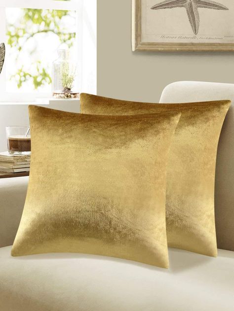 1pc Solid Color Golden Decorative Throw Pillow Case, Modern Chemical Fiber Cushion Cover For Living Room, Home DecorI discovered amazing products on SHEIN.com, come check them out! Room Revamp, 18x18 Pillow Cover, Gold Home Decor, Gold Velvet, Sofa Couch Bed, Decorative Throw Pillow Covers, Throw Pillow Cases, Decorative Pillow Cases, Amazing Products