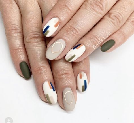 Round Nail Designs, Fall Almond Nails, Color Block Nails, Baby Blue Nails, Elegant Nail Designs, Fall Gel Nails, October Nails, Minimal Nails, Geometric Nail