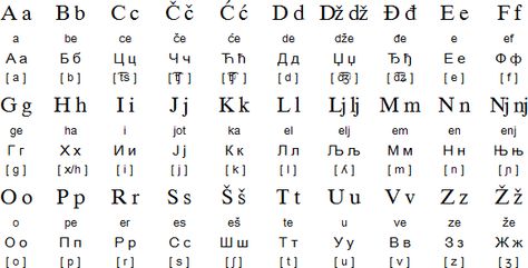 Croatian and Serbian alphabets with Croatian alphabetic order Serbian Alphabet Letters, Serbian Alphabet, Serbian Culture, Serbian History, Croatian Language, Serbian Language, Cyrillic Alphabet, Different Alphabets, Russian Lessons