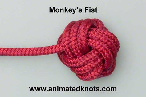 Step by Step DIY ` How to make a Monkey Fist. Perfect knot for to finish off a necklace or bracelet. I have also seen friends who play with Fire Spinning make a Rope Dart with this knot. Fun with String macrame and Knots. Bracelets With String, Rope Dart, Animated Knots, Monkey Fist Knot, Diy Bracelets With String, Knots Guide, Decorative Knots, Overhand Knot, Paracord Knots