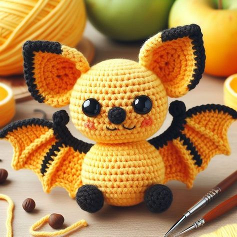 Crochet Bat, Fall Crochet Patterns, Fall Crochet, Crochet Animal Amigurumi, Halloween Crochet Patterns, Crochet Animals Free Patterns, Crochet Amigurumi Free, Crochet Fall, Crochet Stitches For Beginners