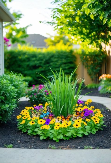 Mini Rock Garden, Small Front Yard Landscaping Ideas, Mobile Home Landscaping, Small Front Yards, Creative Landscaping, Succulent Display, Fountain Grass, Small Front Yard Landscaping, Small Front Yard