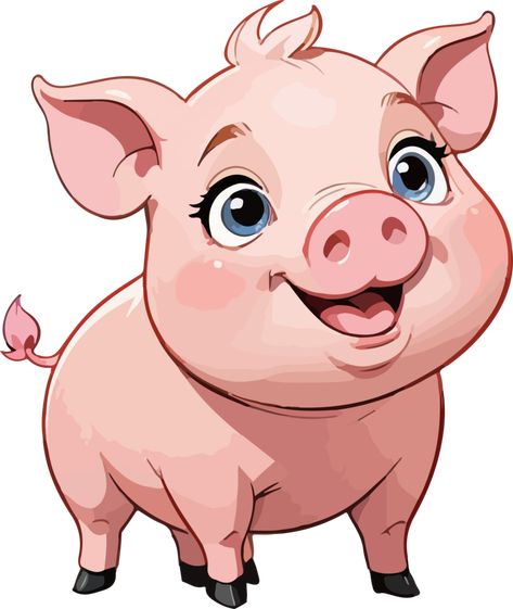 AI generated Cute Pig Cartoon Mascot Pig Standing Up Drawing, Pig Cute Drawing, Cute Piggy Cartoon, Pig Cartoon Drawing, Pig Face Drawing, Cute Pig Cartoon, Dnd Animals, Pig Graphic, Pig Cute