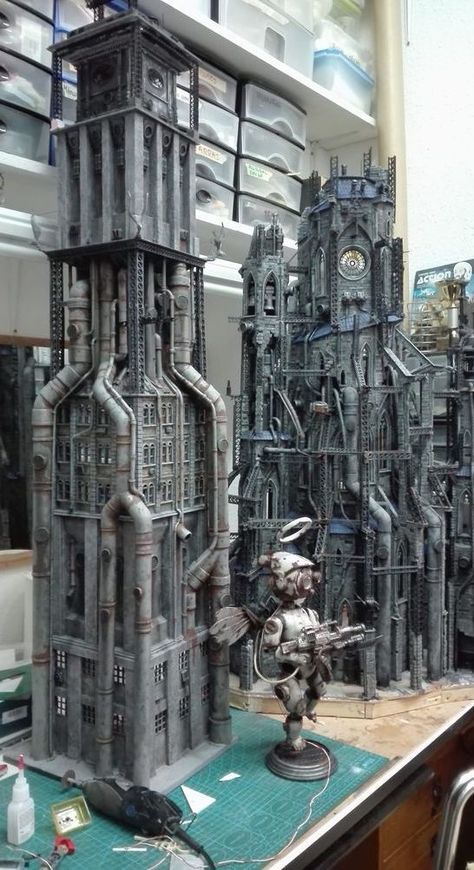 40k Architecture, Steampunk Building, Steampunk City, Steampunk House, Warhammer Terrain, 40k Terrain, Industrial Architecture, Wargaming Terrain, Structure Architecture