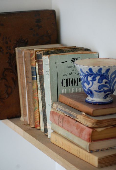 Old books. Blue and white porcelain. Old Books On Shelf, Books On Windowsill, Reading Space Ideas, Explosion Drawing, Book Shelf Styling, Colorful Studio, English Student, Mirror Of Erised, Old Best Friends