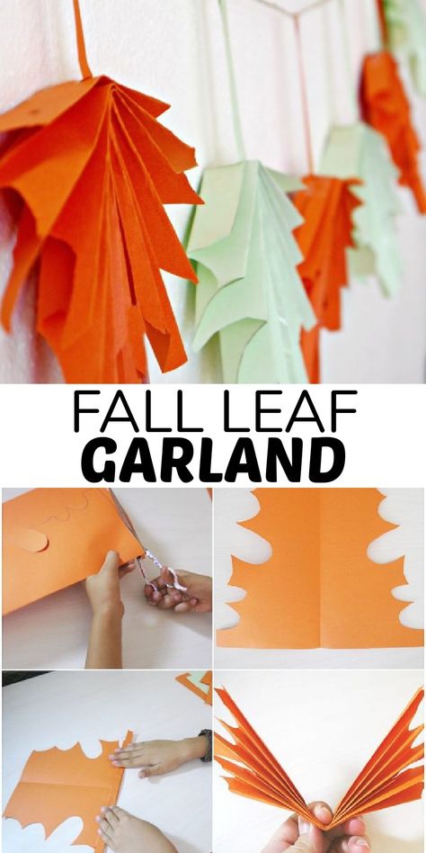 Easy Fall Diy Decorations, Fall Decor Paper Crafts, Fall Hanging Decorations For Classroom, Thanksgiving Craft Construction Paper, Office Autumn Decor, Fall Garland Diy Kids, Diy Fall Party Decorations, Diy Thanksgiving Wall Decor, Autumn Class Decorations