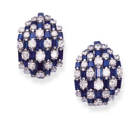 Antique Charms, Blue Jewellery, Van Cleef And Arpels Jewelry, Jeweled Earrings, Ear Clips, Diamond Jewelry Designs, India Jewelry, Earrings Studs, Blue Jewelry