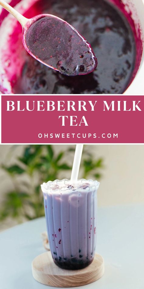 Blueberry Boba, Honeydew Milk Tea, Blueberry Milk, Milk Drinks, Boba Tea Recipe, Bubble Tea Recipe, Kitchen Witch Recipes, Milk Tea Recipes, Boba Milk Tea