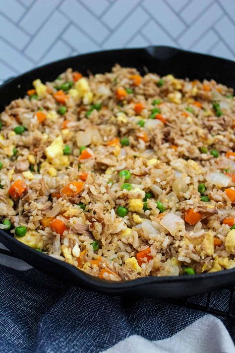 Leftover Pulled Pork Fried Rice - The Default Cook Pork Fried Rice With Leftover Pork, Pulled Pork And Rice, Pulled Pork Fried Rice, Pork Fried Rice Easy, Roast Pork Fried Rice, Rice And Pork, Pork Fried Rice Recipe, Leftover Pork Tenderloin, Leftover Pork Roast