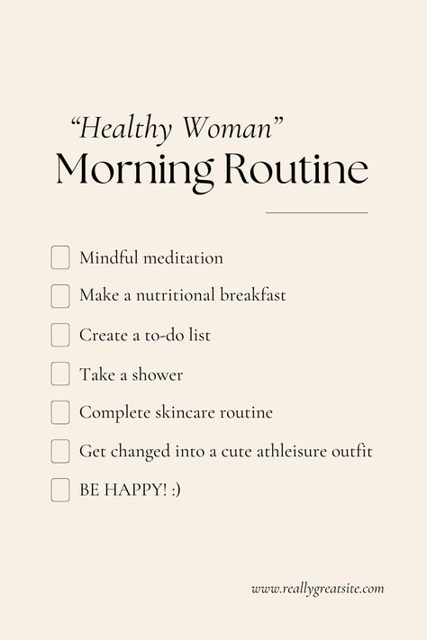 Healthy woman morning routine :) What do you think? What would you add or remove from your morning routine? Womens Morning Routine, Woman Morning Routine, Journal Notebook Ideas, Routine Goals, Daily Routine For Women, Morning Checklist, Podcast Content, Healthy Woman, Slow Morning