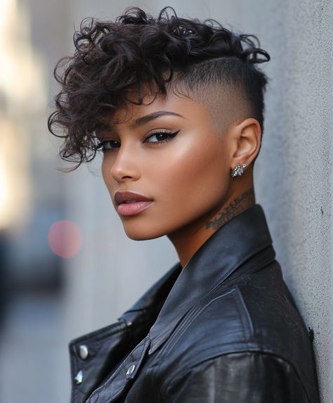 51 Stunning Short Haircuts for Black Women: Embrace Your Natural Beauty - Page 3 of 17 - The Fusion Feed Tapered Mohawk, Short Haircuts For Black Women, Shaved Side, Curly Hair Trends, Haircuts For Black Women, Shaved Side Hairstyles, Natural Hair Cuts, Natural Hair Short Cuts, Stylish Short Haircuts