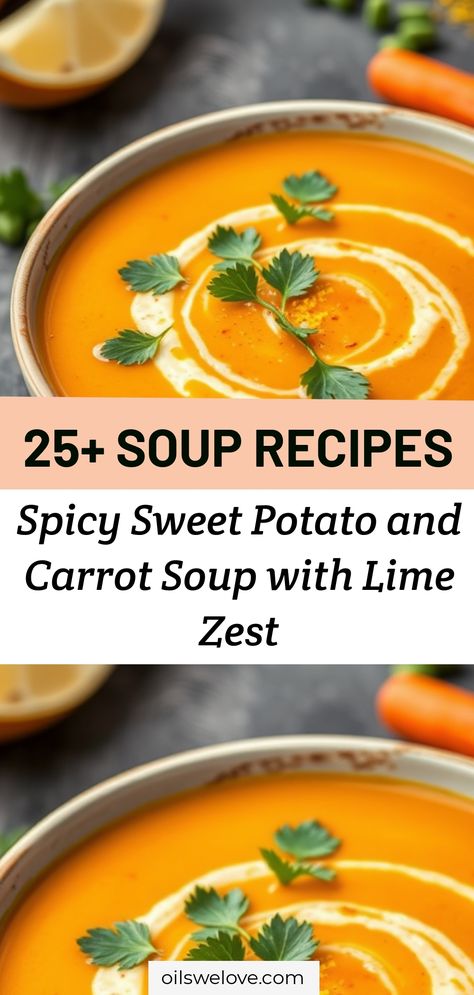 Cozy up with our "12 Hearty Potato Soups" collection! Discover rich, flavorful potato soups perfect for any season. Each recipe is packed with comforting ingredients and easy to follow. From creamy classics to unique twists, these hearty potato soups are a must-try. Perfect for meal prep or a comforting dinner. Dive into potato soup heaven now! #PotatoSoups #HeartySoups #ComfortFood Sweet Potato And Carrot Soup, Potato And Carrot Soup, Potato Carrot Soup, Carrot Potato Soup, Sweet Potato And Carrot, Comforting Dinner, Carrot Soup, Lime Zest, Hearty Soups