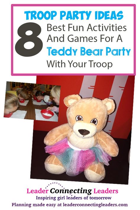 8 Best Fun Activities And Games For A Teddy Bear Theme Party Bear Party Activities, Bear Themed Party Games, Teddy Bear Party Games, Teddy Bear Picnic Games, Teddy Bear Games, Teddy Bear Picnic Birthday Party, Girl Scout Meeting Ideas, Teddy Bear Birthday Party, Teddy Bear Crafts