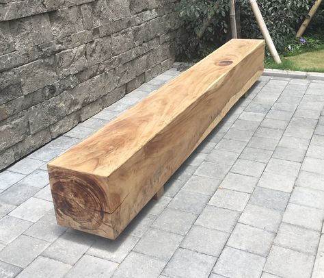 Bench seating - Balinese tree trunk - a raw textural piece for long wide hallway Tree Trunk Bench, Yard Seating, Trunk Bench, Timber Bench Seat, Wide Hallway, Log Bench, Timber Logs, Front Landscaping, Bench Seating