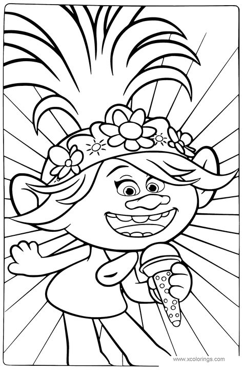 Trolls Coloring Pages, Trolls Coloring, Poppy Coloring Page, Branch Trolls, Trolls Poppy, Princess Poppy, Disney Princess Colors, Poppy Color, Princess Coloring Pages