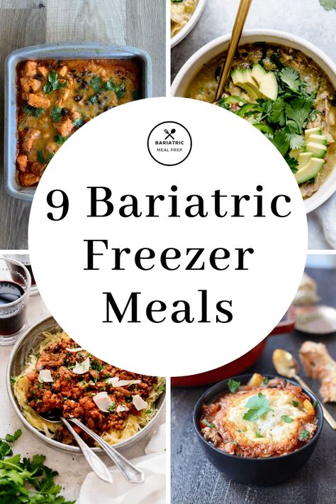 If you want to save time in the week you'll love these make ahead freezer meals after weight loss surgery. #weightloss #wls #bariatricdiet #bariatricsurgery #bariatricmealprep Meals For After Surgery, Bariatric Recipes Sleeve Liquid Diet, High Protein Bariatric Recipes, Bariatric Recipes Sleeve, Freezer Meal Recipes, Vsg Recipes, Gastric Bypass Recipes, Smoothies Vegan, Wls Recipes