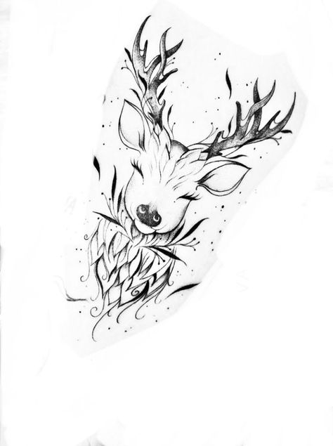 Reindeer Tattoo Design, Small Deer Tattoos For Women, Floral Deer Tattoo, Reindeer Tattoo, Deer Tattoo Designs, Animal Tattoos For Women, Stag Tattoo, Animal Tattoo Ideas, Deer Tattoo