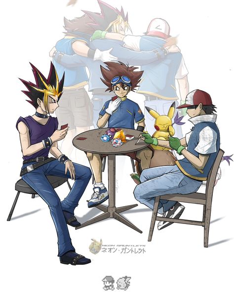 'High stakes' drawing. We've got a dragoon in the pot this time. #pokemon #digimon #yugioh #fanart Yugioh Fanart, Digimon Fanart, Crossover Art, Pokemon Crossover, Pokemon Fanart, Friends Characters, High Stakes, Pokemon Pictures, Digimon