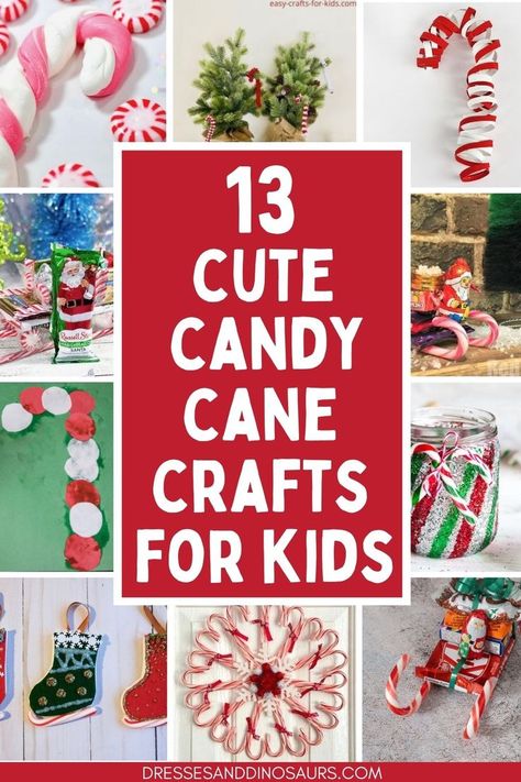 Melted Candy Cane Ornaments Diy, Fingerprint Candycane Craft, Christmas Crafts With Candy Canes, Candy Cane Paper Crafts, Candy Cane Ideas For Kids, Mini Candy Cane Ideas, Mini Candy Cane Crafts, Candy Cane Diy Crafts, Reindeer Candy Canes Craft