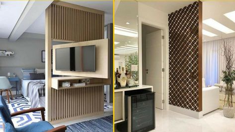 Mdf Partition, Plywood Partition, Gypsum Partition, Wall Designs Ideas, Partitions Ideas, Tv Stand Room Divider, Wooden Panel Design, Living Room Separator Ideas, Kitchen Partition