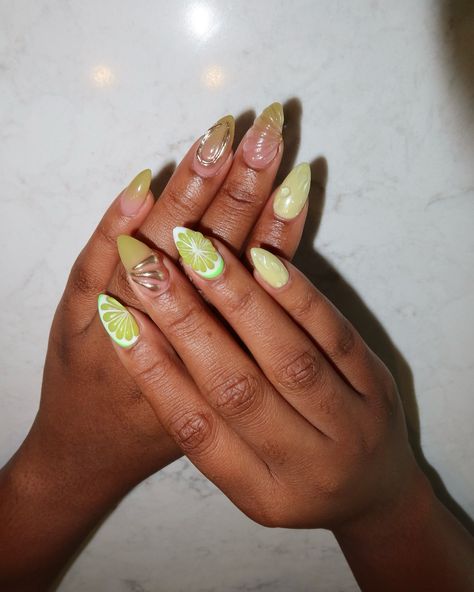 I’m just here for a good lime 🍋‍🟩💃🏾 #summernails #3dnailart #limenails 3d Lime Nails, Key Lime Nails, Lime Fruit Nails, Lemon And Lime Nails, Lime Green Almond Nails, Lemon Lime Nails, Margarita Nails, Lime Nails, Daughter Style