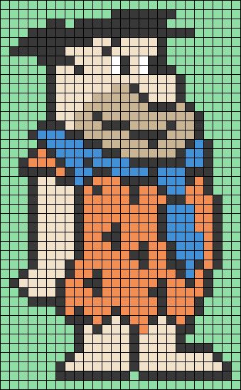 Crochet C2c Pattern, Small Patterns, Crochet Graphs, Fred Flintstone, The Flintstones, Pixel Drawing, Pixel Crochet, Hama Beads Patterns, Kids Projects