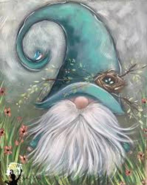 Gnome Paint, Easter Paintings, Gnome Pictures, Whimsical Art Paintings, Acrylic Art Projects, Christmas Paintings On Canvas, Canvas Painting Tutorials, Canvas Painting Diy, Christmas Paintings