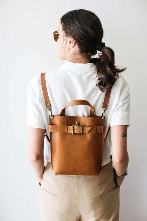 Small Leather Backpack, Mini Leather Backpack, Handmade Leather Backpack, Small Leather Purse, Mini Mochila, Everyday Backpack, Brown Leather Backpack, Leather Backpack Purse, Leather Rucksack